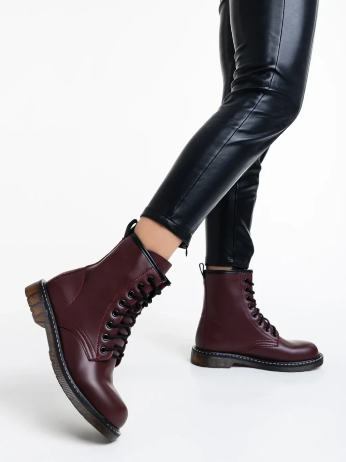 Дамски боти грена от еко кожа лачена Tierra