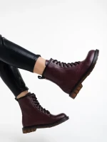 Дамски боти грена от еко кожа лачена Tierra