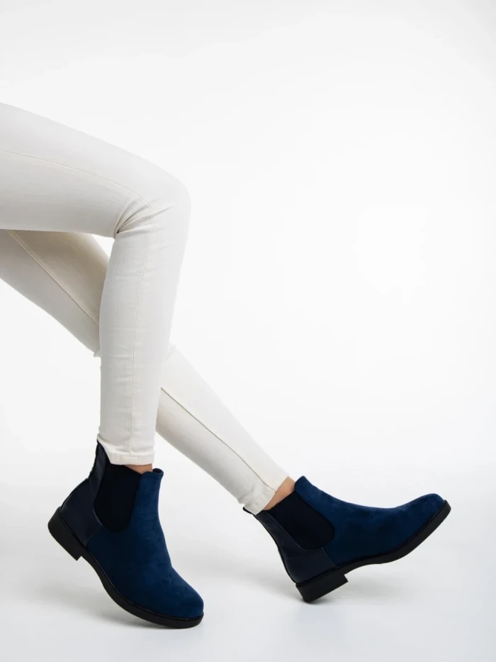 Дамски боти сини  от текстилен материал Dominika