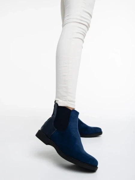 Дамски боти сини  от текстилен материал Dominika