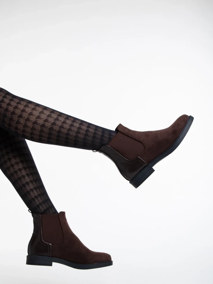 Дамски боти кафяви  от текстилен материал Dominika