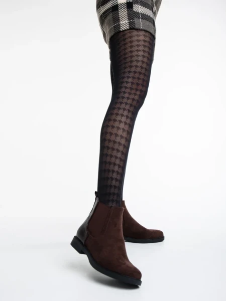 Дамски боти кафяви  от текстилен материал Dominika