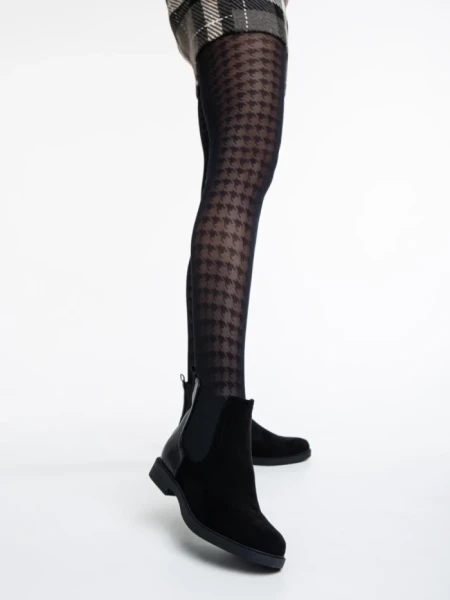 Дамски боти черни  от текстилен материал Dominika