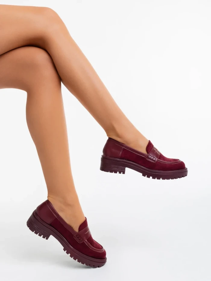 Дамски мокасини грена от текстилен материал Agneza