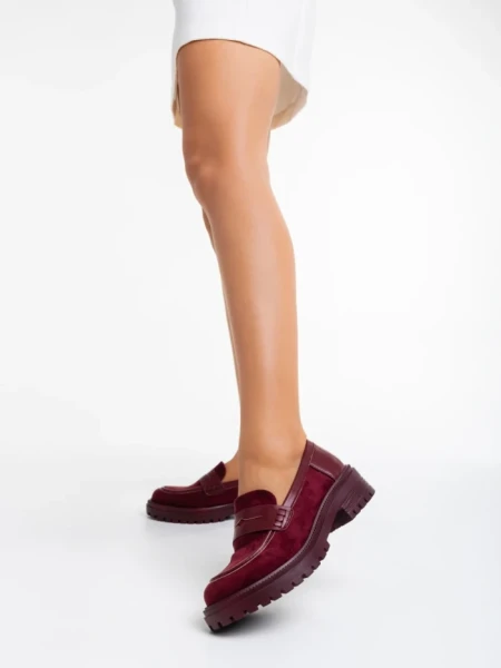 Дамски мокасини грена от текстилен материал Agneza