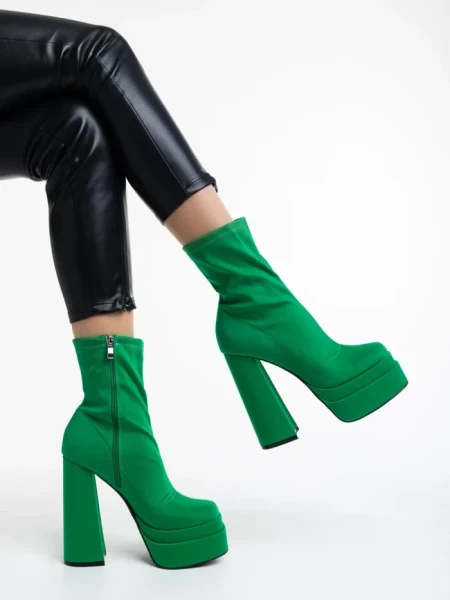 Дамски боти зелени от текстилен материал Montana