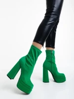 Дамски боти зелени от текстилен материал Montana