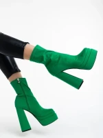 Дамски боти зелени от текстилен материал Montana