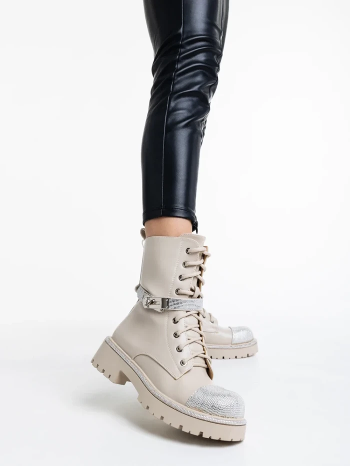 Дамски боти бежови от еко кожа Inesa