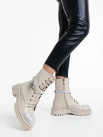 Дамски боти бежови от еко кожа Inesa