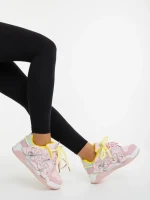 Дамски спортни обувки розово с жълто от екологична кожа Osiana