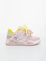 Дамски спортни обувки розово с жълто от екологична кожа Osiana