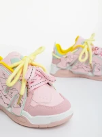 Дамски спортни обувки розово с жълто от екологична кожа Osiana