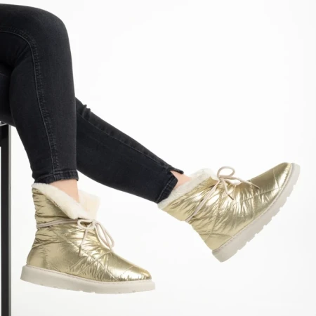 Дамски чизми златисти  от текстилен материал  Anselma
