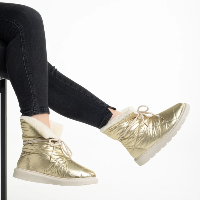 Дамски чизми златисти  от текстилен материал  Anselma