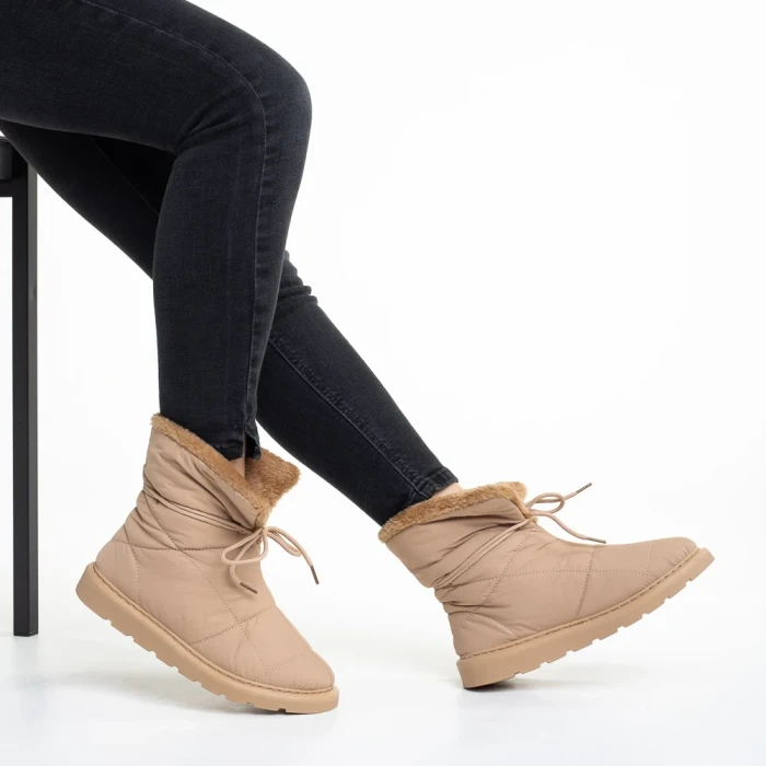 Дамски чизми бежови  от текстилен материал  Anselma