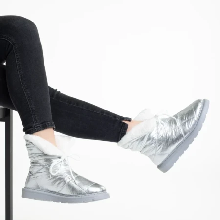 Дамски чизми сребристи от текстилен материал  Anselma