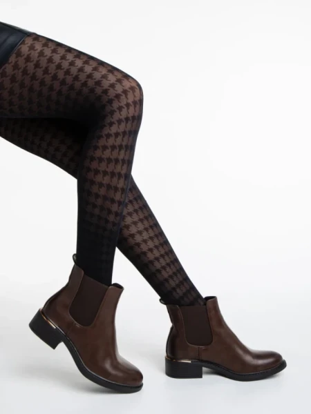 Дамски боти тъмно кафяви от еко кожа Vitaliya