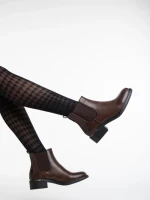 Дамски боти тъмно кафяви от еко кожа Vitaliya