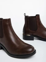 Дамски боти тъмно кафяви от еко кожа Vitaliya