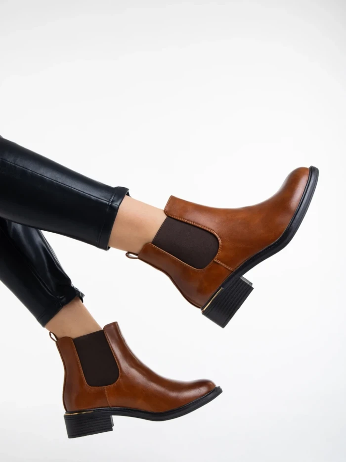 Дамски боти светло кафяви от еко кожа Vitaliya