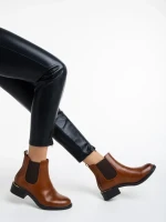 Дамски боти светло кафяви от еко кожа Vitaliya