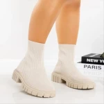 Дамски боти бежови от  текстилен материал  Redaria