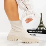 Дамски боти бежови от  текстилен материал  Redaria