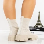 Дамски боти бежови от  текстилен материал  Redaria