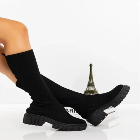 Дамски чизми черни от текстилен материал  Desmi