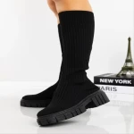 Дамски чизми черни от текстилен материал  Desmi