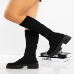 Дамски чизми черни от текстилен материал  Desmi