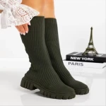 Дамски чизми зелени от текстилен материал  Desmi