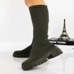 Дамски чизми зелени от текстилен материал  Desmi