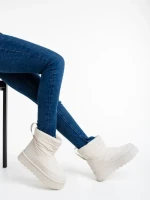 Дамски чизми бежови от текстилен материал Selby