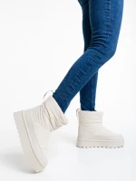 Дамски чизми бежови от текстилен материал Selby