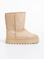 Дамски чизми бежови от текстилен материал Peigi