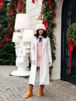 Дамски чизми камел от текстилен материал Peigi