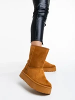 Дамски чизми камел от текстилен материал Peigi