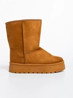 Дамски чизми камел от текстилен материал Peigi