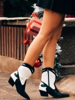 Дамски чизми черно-бели от екологична кожа Nimera