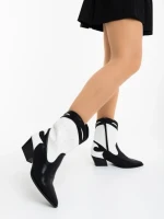 Дамски чизми черно-бели от екологична кожа Nimera