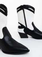 Дамски чизми черно-бели от екологична кожа Nimera