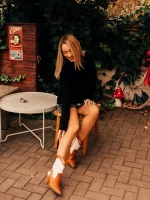 Дамски чизми камел с бежово от екологична кожа Nimera