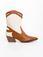 Дамски чизми камел с бежово от екологична кожа Nimera