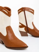 Дамски чизми камел с бежово от екологична кожа Nimera