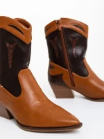 Дамски чизми камел с кафяво от екологична кожа Nimera