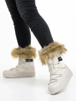 Дамски чизми  бежови  от текстилен материал  Rosalba