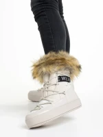 Дамски чизми  бежови  от текстилен материал  Rosalba