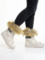 Дамски чизми  бежови  от текстилен материал  Rosalba